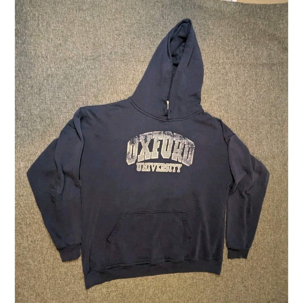 Oxford University Hoodie Mens XL Blue‎ Fleece Kangaroo College Sweatshirt Logo